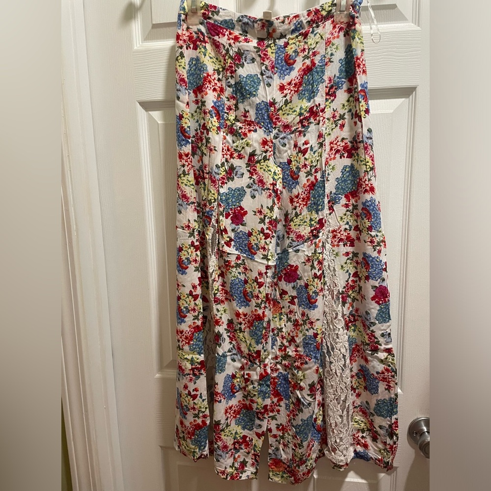 EN CRÈME vintage flare pants with lace